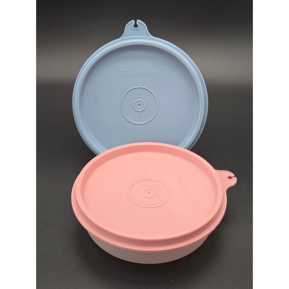 Lot of 2 Vtg Tupperware 6 ounce 4.25" Bowl Sets w/ Lids 215-95 215-98 Made USA